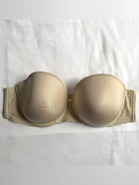 Chantelle Strapless Convertible Bra 36DD Nude Beige Underwire Made in France
